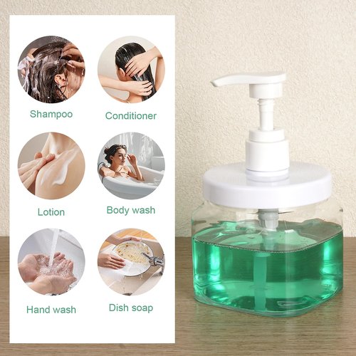 Decorniqu Pump Bottle Dispenser 2 Pack 550ml/18.6oz Lotion Dispenser Wide Mouth Plastic Refillable Lotion Pump Bottles Empty Bathroom Shower Containers for Hand Wash Shampoo Conditioner(Clear)