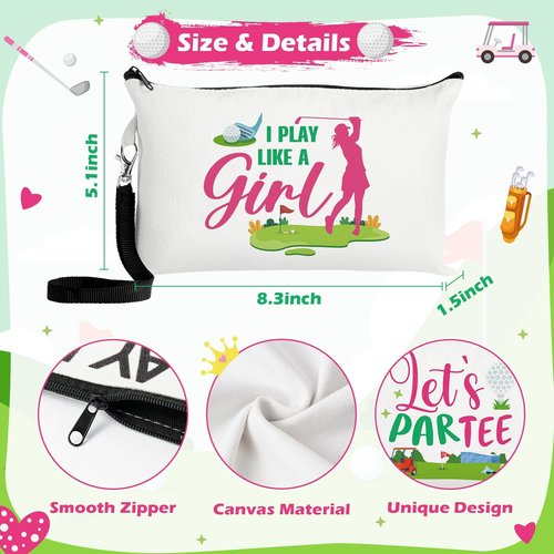 R HORSE 20Pcs Golf Makeup Bag for Girls, Golf Gifts Teen Canvas Cosmetic Bag With Zipper Funny Travel Bags Toiletry Pouch Accessories for Team Players Lover