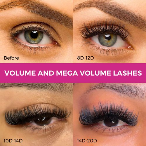 Eyesy Lash 500 Promade Fans - Volume Premade Lash Fans for Eyelash Extensions Pointy Base Handmade Loose Pre Made Eyelashes Middle Stem Soft and Lightweight (10D 0.03 D 13mm)