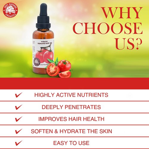 Best Nature's Tomato Seed Oil (Cold Pressed, Unrefined) - 2 oz - Natural Skin Care Moisturizer for Face, Body, Dry, Damaged Hair - Soothes Eczema, Psoriasis, Acne, Reduce Discoloration