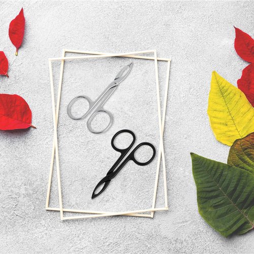 2 pcs Tweezers Scissor Handle, Straight Tip Scissor Shaped Eyebrows Tweezers, Stainless Flat Hair Plucker for Women Man Remover Facial Hair Eyebrows Care (Silver and Black)