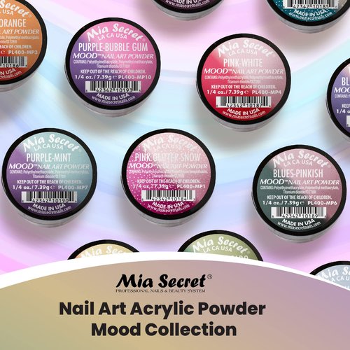 Mia Secret Color Changing Nail Powder MOOD Collection, Set of 12 colors, ¼ oz.