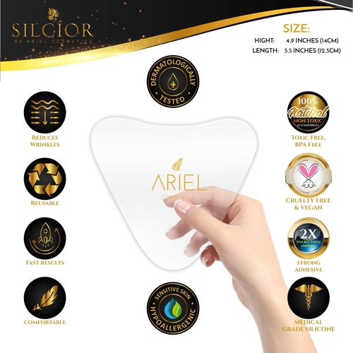 SILCIOR 4 PACK Chest Wrinkle Pads, Silicone Chest Pad, Decollete Anti Wrinkle, Chest Wrinkle Pads Sleeping Reusable, Chest Patches