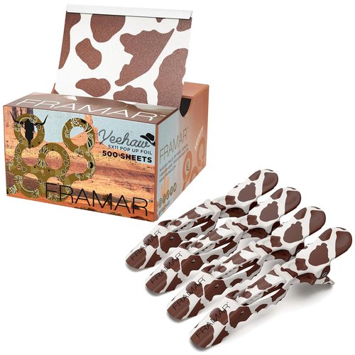 Framar Hair Foils For Highlighting - Cow Print Alligator Clips For Hair Styling