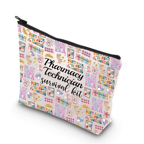 WCGXKO Pharmacy Technician Survival Kit Funny Zipper Pouch Makeup Bag Gift for Pharmacy Tech Pharmacist RX Gift (Pharmacy era)