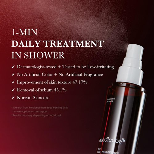 medicube red glow body essentials: Red Body Peeling Shot Body Spray Cleanser and Red Body Wash