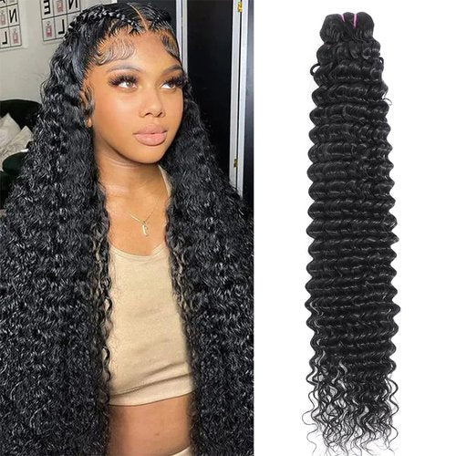 Tanday 15A Raw Human Hair Bundles Deep Wave Bundles Human Hair,Triple Lifespan Indian Virgin Hair,No Tangle Shedding,Multiple Washes Keep Texture Silky Soft (1 Bundle Natural Black, 18)