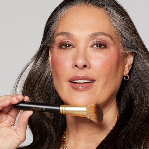 LAURA GELLER Baked Blush-n-Brighten Marbleized Blush + Angled Brush - Ultra-Soft Vegan Bristles - Pink Buttercream