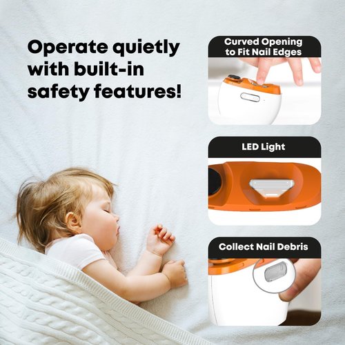 Electric Automatic Nail Clipper Trimmer - 2 in 1 Rechargeable Fingernail File Grinder Cutter for Baby Adults Seniors - Multifunctional Manicure Polisher with LED for Trimming Polishing Nails
