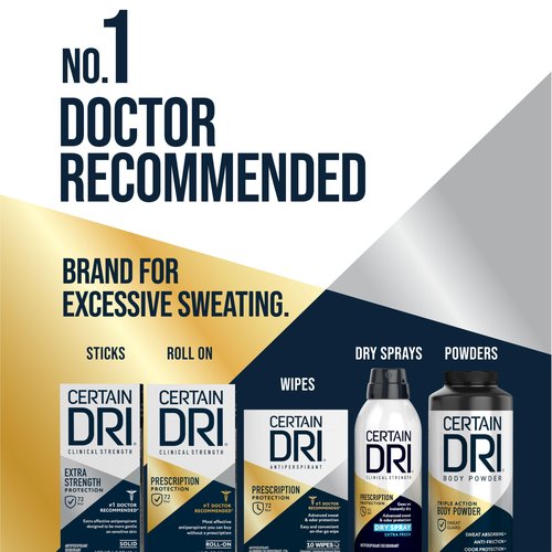 Certain Dri Everyday-Strength Clinical Solid Antiperspirant - 72-Hour Sweat & Odor Protection for Men & Women - Hyperhidrosis Treatment - Fresh Scent - #1 Doctor-Recommended - 2.6 oz - (Pack of 3)