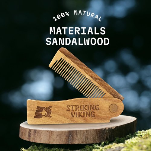 Striking Viking Pack of 2 Mustache Wax (Vanilla Scent) & Beard Folding Comb for Men