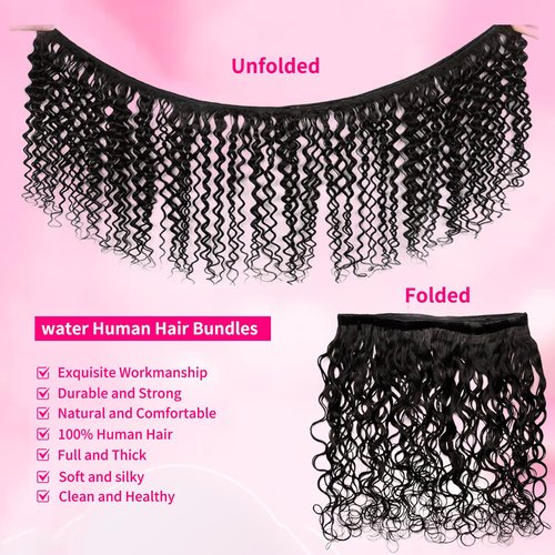 Water Wave Human Hair Bundles 18 Inch 12A Deep Curly Bundles Human Hair 100% Unprocessed Wet and Wavy Bundles Human Hair Extensions Natural Black
