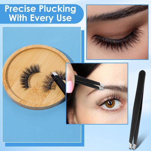 48 Pieces Eyebrow Tweezers Bulk Stainless Steel Slanted Tip Precision Tweezers for Facial Hair, Blackhead and Tick Remover, Men and Women Professional