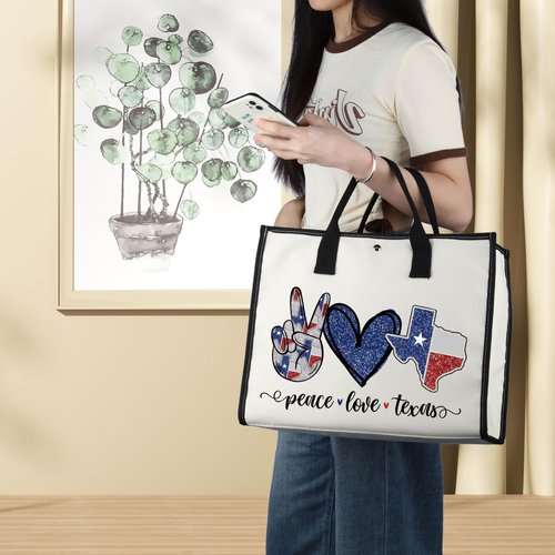 LEVLO Texas State Cosmetic Bag - Long Distance Relationships Gift, Peace Love Toiletry Bag, Moving Away Gift (Texas LT)