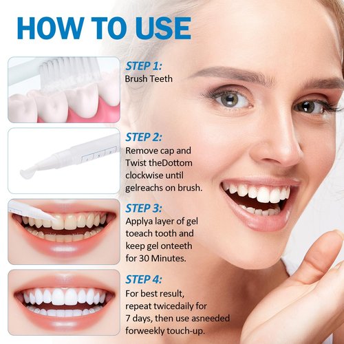 Teeth Whitening Pen - Professionally Stain Removal Teeth Whitening Gel Formula, No Sensitivity Effective Teeth Whitener, Mint (0.11 Fl Oz (Pack of 3))