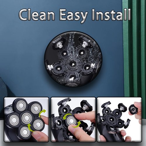 3 Pack Shaver Replacement Blades Compatible with F-ree-bird Head Shaver Kit, 6 Blades Shaver Replacement Heads for Bald Men, Ruixin Replacement Blades for Flex-series Electric, with 3 Brushes.