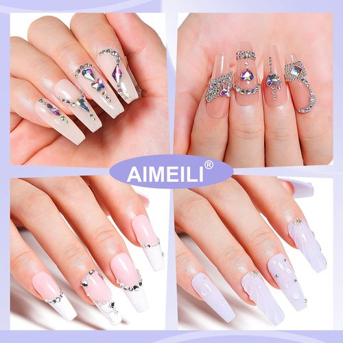 AIMEILI Hema Free Nail Rhinestone Glue for Nails, Cruelty Free, Vegan, Gel Nail Glue for Nail Charms Decoration