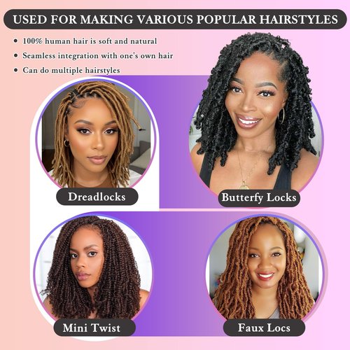 Afro Kinkys Bulk Human Hair for Dreadlocks Extensions Repair, Twist Braiding Afro Kinky Human Hair for Locs Natural Black Color 18 inches for Micro Locs Extensions 1 Pack 30 Gram（1B/18inch/30g）