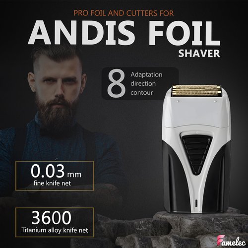 FAMELEC Replacement Heads for Andis Shaver Pro-Foil & Lithium - Super Soft Gold Titanium Cutters for Andis Foil Shaver Replacement TS1 17150 17235 17220 TS2 17200, Compatible with Razor Blades