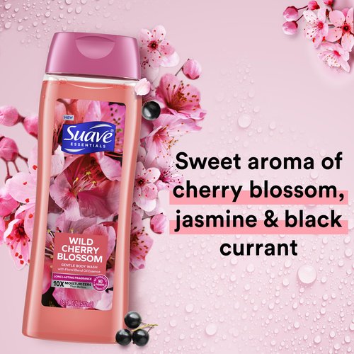 Suave Moisturizing Body Wash, with Ocean Breeze Scent and Vitamin E Extract & Moisturizing Body Wash, with Wild Cherry Blossom and Vitamin E Extract, No Parabens, No Phtahaltes