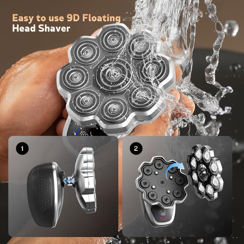 Electric Razor for Men,Head Shavers for Bald Men,5-in-1 Electric Razors with Wet & Dry Bald Head Shaver,9D Floating Head Shaver Comes with Magnetic Detachable Blades