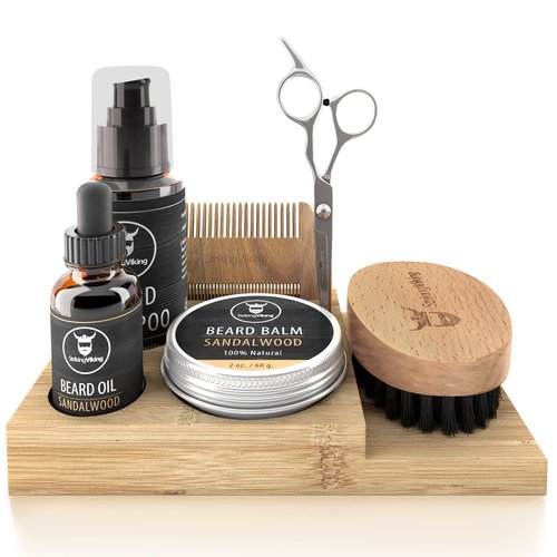 Striking Viking Beard Kit Organizer - 7.3 x 4.5 x 1 in Bamboo - Beard Care Caddy for Oil & Balm - Comb & Brush Stand - Mens Grooming Stand