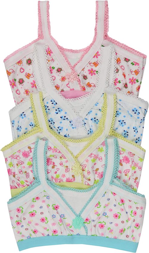 ToBeInStyle Girl's 4-Pack Crochet Trim Cami Training Bras - Flowers - 14 Years