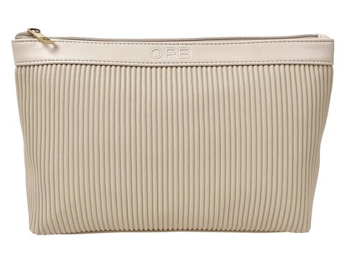 ORB Style Cosmetic Bag-CB302BG-Lines-Large Pouch-Beige