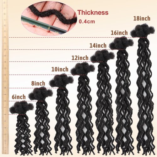12 Inch Real Human Hair Loc Extensions for Permanent Wear, 10 Count Afro Kinky Bulk Hair, Soft 0.4cm Dreads Ideal for Loc Repair or Styling