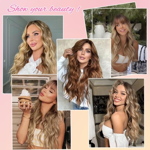 LEDIZE Hair Toppers for Women, 20 Inch Hand Tied Breathable Toppers Hairpieces for Women with Thinning Crown Wispy Bangs Mix Human Hair Wavy Curly Lightweight Wiglets (Dark Brown, Wispy Bangs)