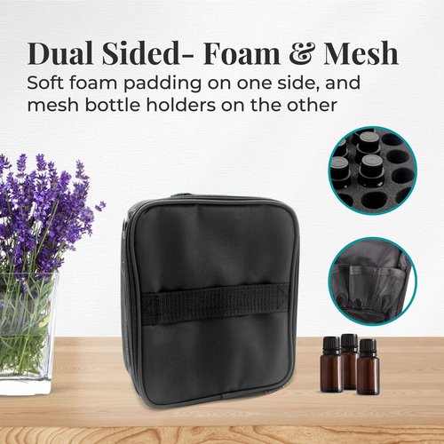 Your Oil Tools Versatile Essential Oil Storage Carrying Case- Holds 42 Bottles for 5ml, 10 ml, 15ml, 20ml and 100ml- Essential Oil Travel Case Storage Bag with Handle and Shoulder Straps – Black