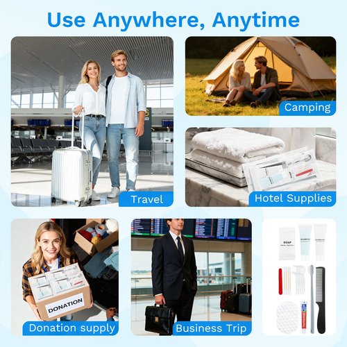 LLHQAMT Hygiene Kits and Bulk Convenience Kits Feature Double-Sealed Individual Packaging. Personal Hygiene Kits are Suitable for Hotels, Camping, Home Use, and Travel (10-Pack)