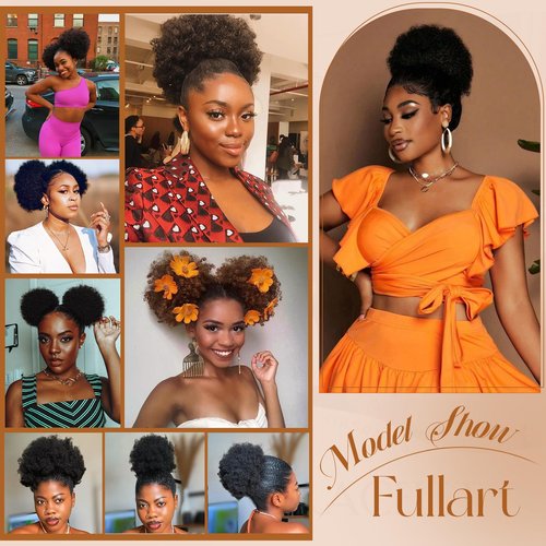 Fullart Afro Puff Drawstring Ponytail, #33 Dark Auburn 100% Remy Human Hair