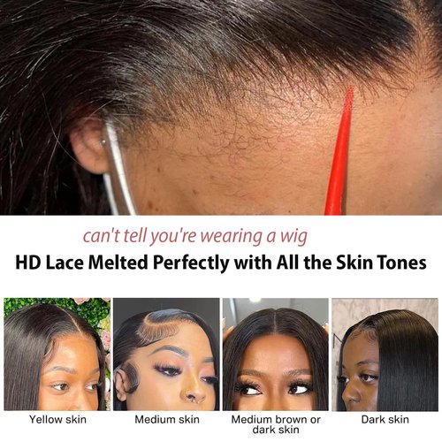 Licoville Black Bob Wig Human Hair, Straight 12 Inch 13x4 Lace Front Wigs Human Hair 180% Density Short Bob Wigs for Women Free Part Black Bob Glueless Wigs Human Hair Frontal Lace Wig Pre Plucked