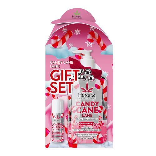 Hempz Holiday Gift Set, Candy Cane Lane Moisturizer (17 Oz) & Lip Balm (.44 Oz) – Holiday Moisturizing Lip Balm & Hydrating Lotion Skin Care Gift Set for Women & Men for Combatting Dry Lips & Skin