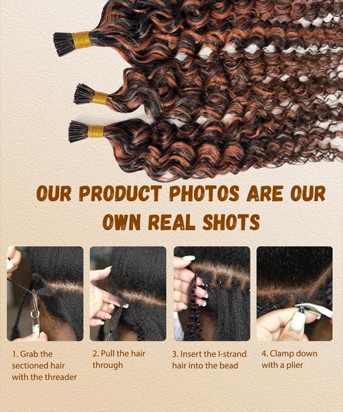 1B30 Curly I Tip Hair Extensions Human Hair Cold Fusion Itip Flawless Microlinks Hair Extensions Invisible Blends Naturally Individual Strands for Black Women 50G Black to Brown 18inch