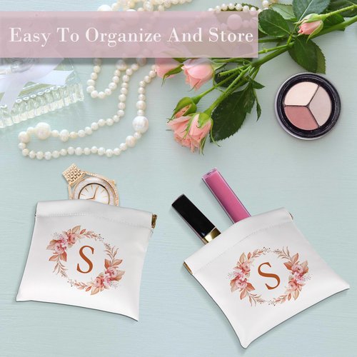 Initial Letter Pocket Cosmetic Bag,Pouches for Purse,Shrapnel Portable Pouch,Purse Makeup Bag for Women Cosmetics Jewelry Charging Cable,Bridesmaid Gifts,Bridal Shower Gift Bags,Birthday Gifts-S