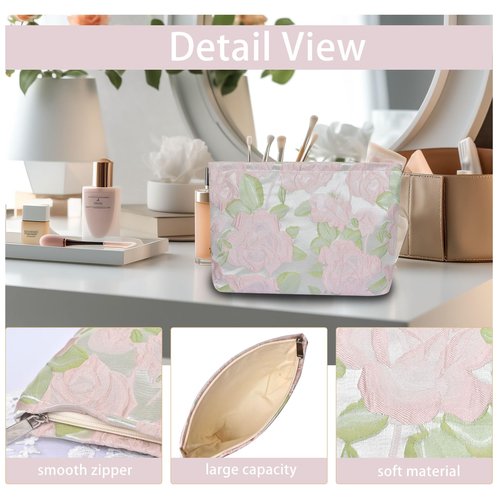 KeYaMee Make Up Bag Cosmetic Bags for Travel Women Corduroy Organizer Pouch Toiletry Bags with Zipper Large Capacity Gift for Girls Mom 22 pink