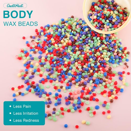 Wax Beads, 2.4lb Wax Beans for Hair Removal Sensitive Skin, Brazilian Coarse Waxing for Face, Bikini, Eyebrow, Back, Chest, Legs, Armpit, Waxing Beads for Women Men, 5 Silicone Stick, Tea Tree