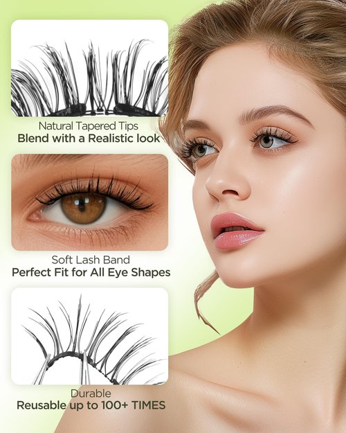 BEYELIAN Magnetic Eyelashes with Applicator Kit, Upgrade Soft Magnetic Lashes Reusable False Lashes Natural Look, No Glue Needed for Eye (Lightweight & Comfortable)