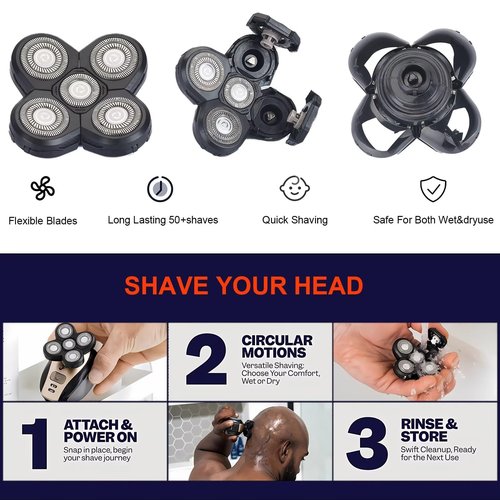 3 Pack Shaver Replacement Blades for Fre*bi*d Bald Men Head Shaver Kit, 5 Blades Head Shaver Replacement Heads,Head and Face Electric Razor Shaver Heads