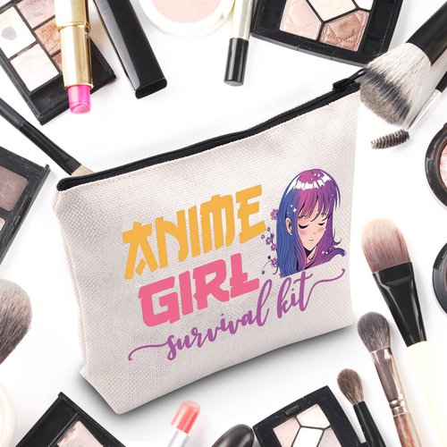 WZMPA Anime Girl Cosmetic Makeup Bag, Anime Lover Gift, Survival Kit Zipper Pouch for Teenagers Girls