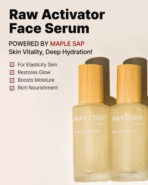 MAY COOP Raw Activator Face Serum – Hydrating & Nourishing Face Serum with 63% Maple Sap for Moisture - Anti Aging Skin Vitality & Glow - Korean Skincare, 2.02 fl.oz.
