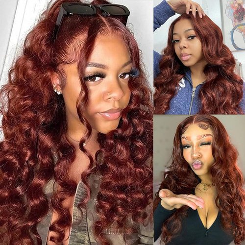 Reddish Brown Colored Human Hair Bundle 18 Inch 10A Brazilian Loose Deep Bundles Human Hair for Black Women(33# 18Inch)