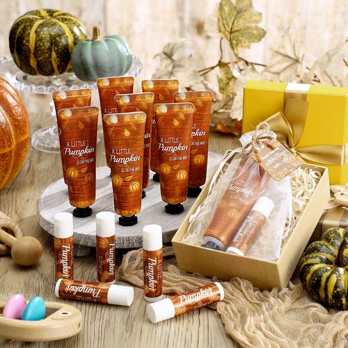 Swiffen 48 Sets 192 Pcs Fall Thanksgiving Baby Shower Gifts Bulk Thanksgiving Little Pumpkin Hand Cream and Lip Balm Baby Shower Party Favors Travel Size for Guests Wedding Party Supplies