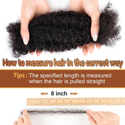 Afro Kinkys Bulk Human Hair 30g/pc For Braiding Dreadlock Extensions Create Repair Braid Micro Twist Afro Kinky Curly Human Hair Bundles Bulks Locs Extensions 1B Natural Black 8+8+8 3 bundles/pack