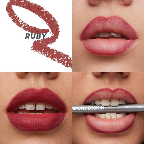 Wonderblading Lip Stain Peel Off Masque (First Kiss) with 360 Contour Lipliner (Ruby)