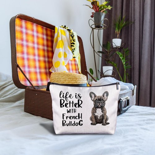 Zomhix French Bulldog Makeup Bag - Cosmetic Bags, Zippered Bag for Women, Frenchie Gifts