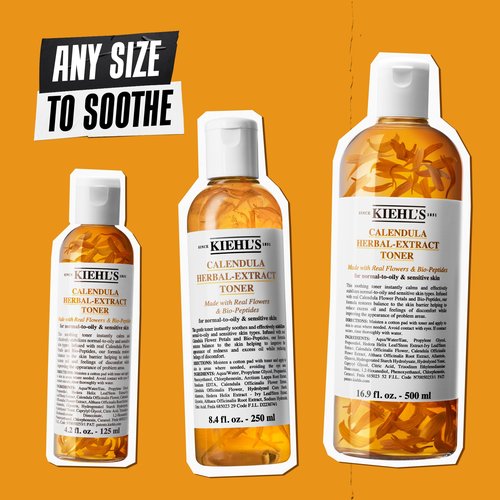 Kiehl's Calendula Herbal Extract Alcohol-Free Toner, Soothing Facial Toner for Normal to Oily Skin, Visibly Reduces Redness & Oil, Improves Skin Texture, Paraben-Free, Fragrance-Free - 4.2 fl oz