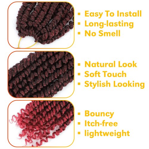 Forevery Passion Twist Hair 14 Inch Passion Twist Crochet Hair 9 Packs Crochet Hair for Black Women Pretwisted Crochet Twists Hair Pre Looped Tbug